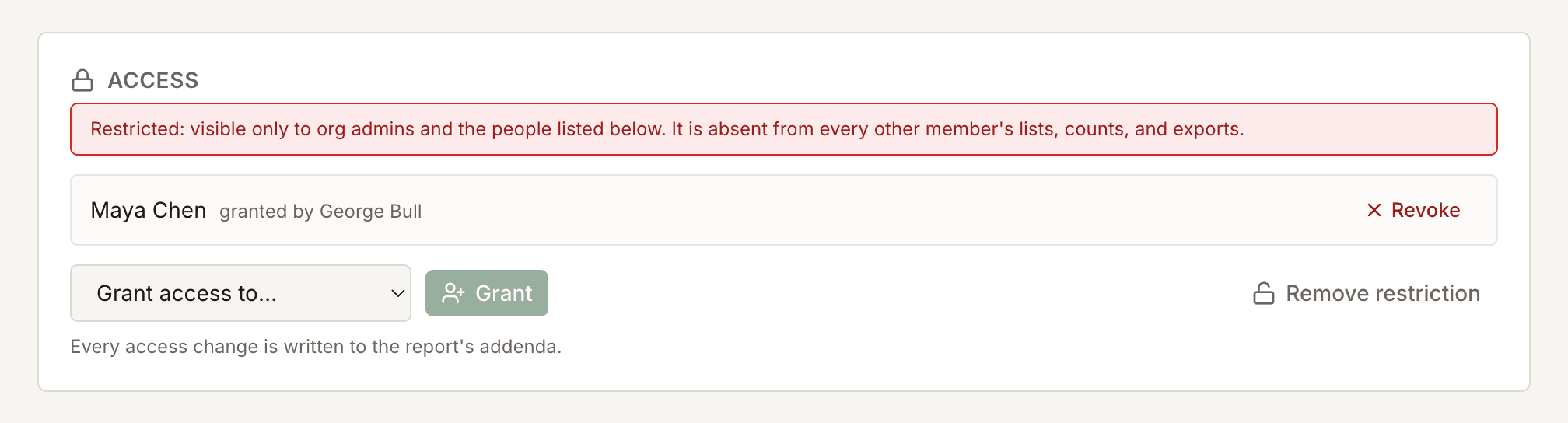 A restricted incident report in Field Risk OS.