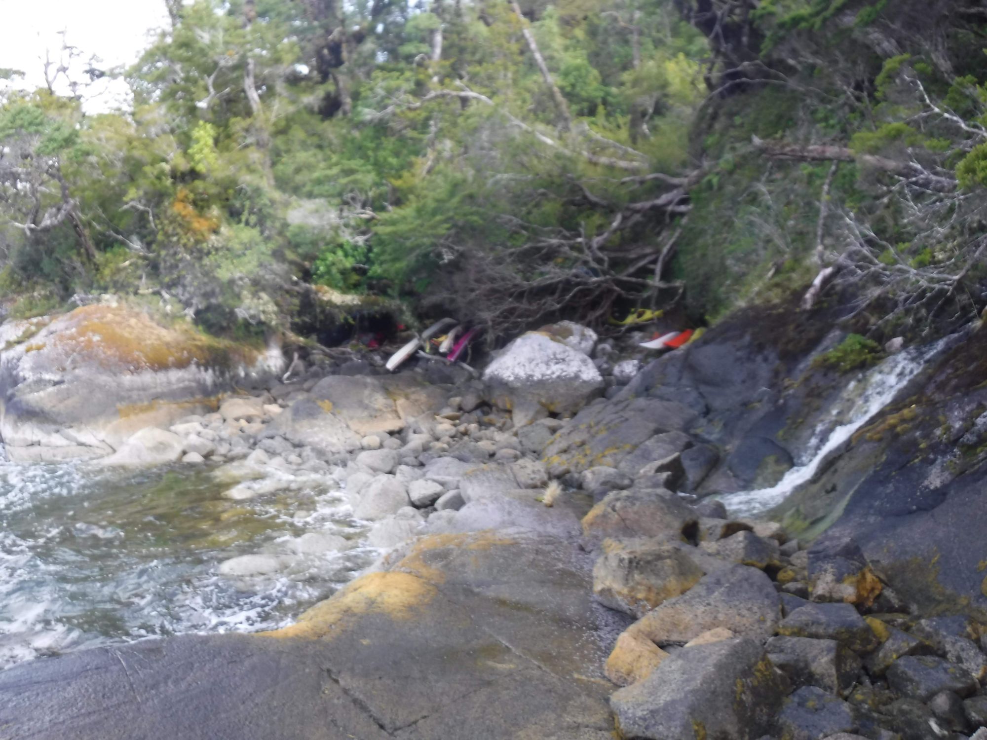 The rocky cove where we waited out the storm and made soup.
